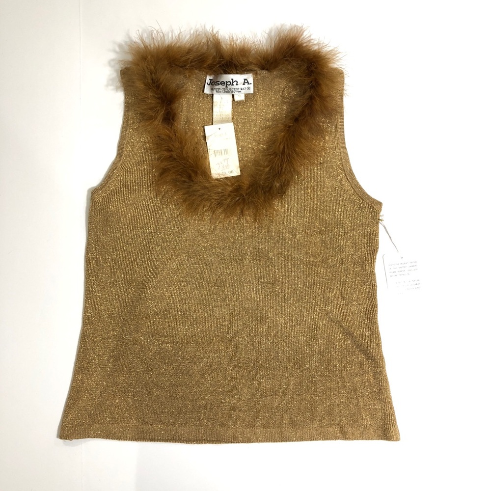 NWT Vintage Joseph A Fur Lined Tank Top Sz M
